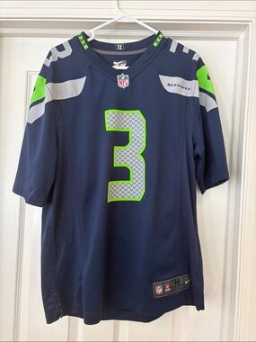 Nike Navy & Green Seahawks #3 Wilson Football Jersey